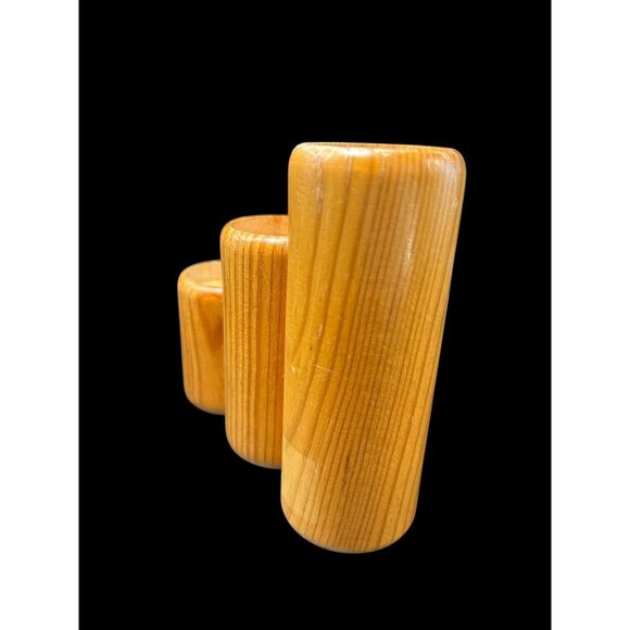Vintage Myrtle-wood Mid-Century 3 Tapered Candle Holder Hand Turned Oregon? MCM - Picture 4 of 12